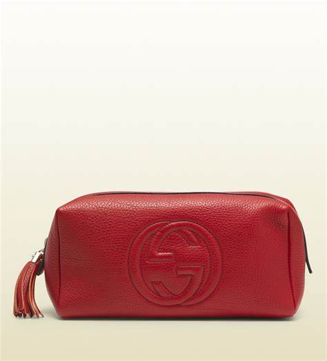 gucci red leather makeup bag|gucci ophidia clear bag.